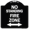 Signmission No Standing Fire Zone W/ Bidirectional Arrow Heavy-Gauge Aluminum Sign, 18" x 18", BW-1818-23587 A-DES-BW-1818-23587 - alternate 1